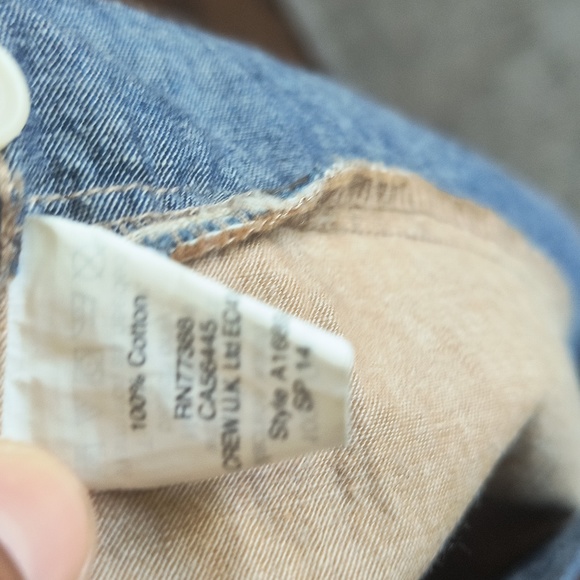J.Crew Chambray Beige And Denim Color Block Short Sleeve Popover Shirt Sz Med - Picture 12 of 15